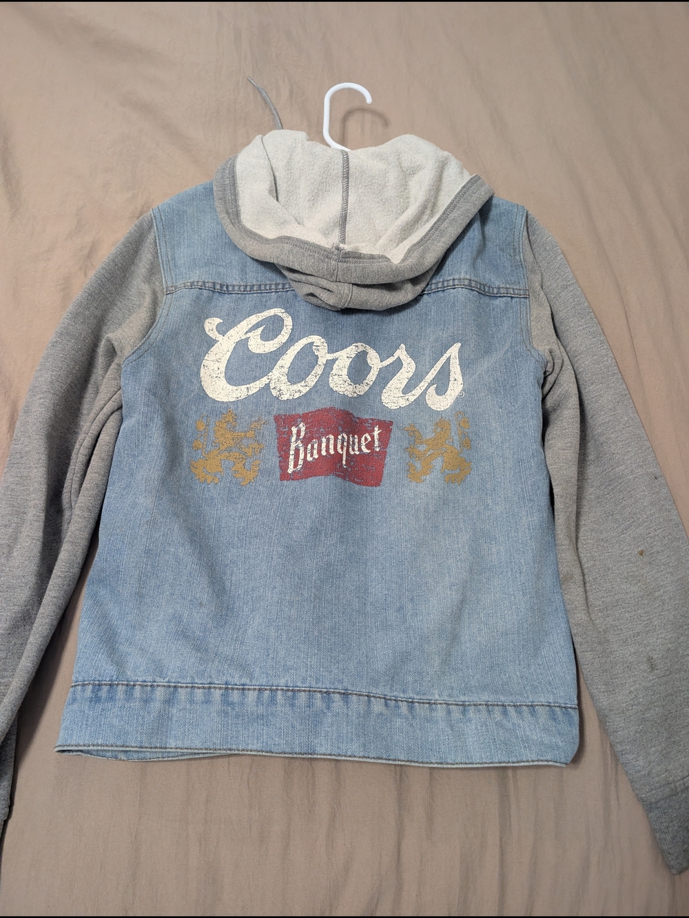 Coors Banquet Hooded Denim Jacket - Light Blue/Grey